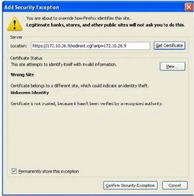 ZYXEL iCard 300U UAG5100 - Mozilla Firefox Warning Messages - 2