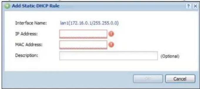 ZYXEL iCard 300U UAG5100 - Static DHCP Add/Edit - 1