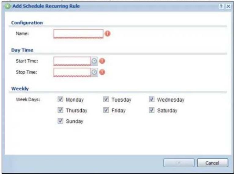 ZYXEL iCard 300U UAG5100 - The Recurring Schedule Add/Edit Screen - 1