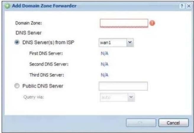 ZYXEL iCard 300U UAG5100 - Adding/Editing a Domain Zone Forwarder - 1