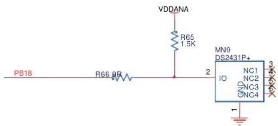VDDANA R65 1.5K PB18 R66.0R 2 MN9 DS2431P+ IO NC1 NC2 NC3 ONC4 1