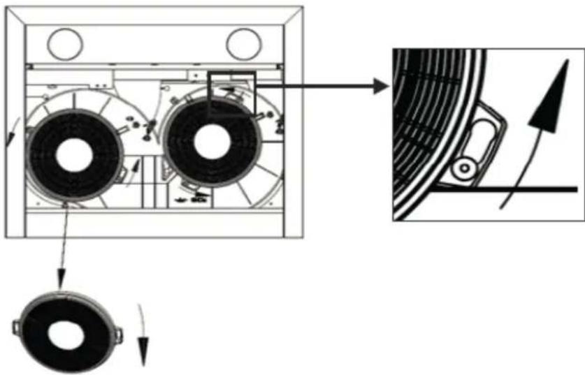 Technical diagram showing mechanical assembly with labeled components and directional arrows indicating motion or assembly.