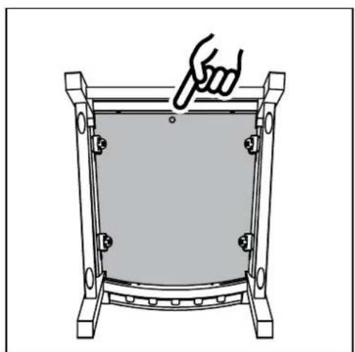 Technical line drawing of a mechanical component with mounting brackets and a central shaded area (no text or symbols)