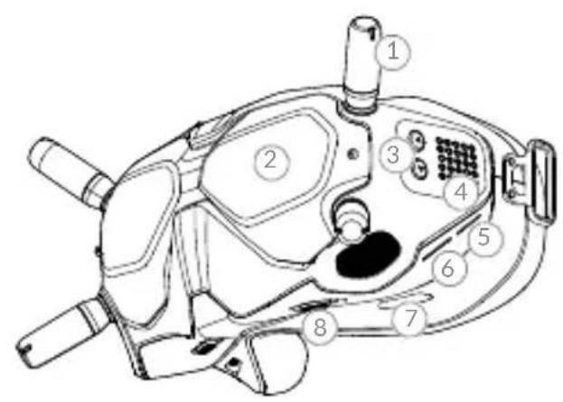 Technical diagram of a mechanical device with numbered components for identification