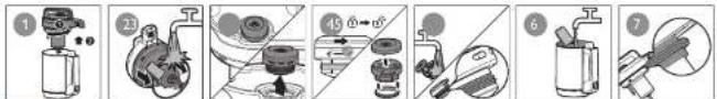 Diagram showing a mechanical assembly process with numbered steps from device to final product, including tool, component, and assembly.