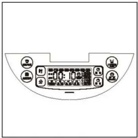 Diagram of a vehicle air conditioner panel with labeled buttons and status indicators