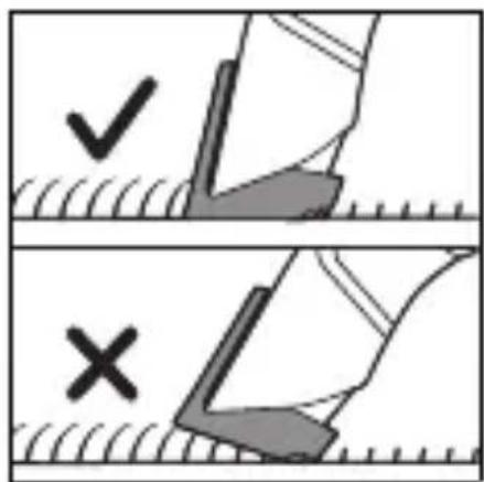 Diagram showing two mechanical or structural states with check and cross symbols, likely indicating inspection or modification steps.