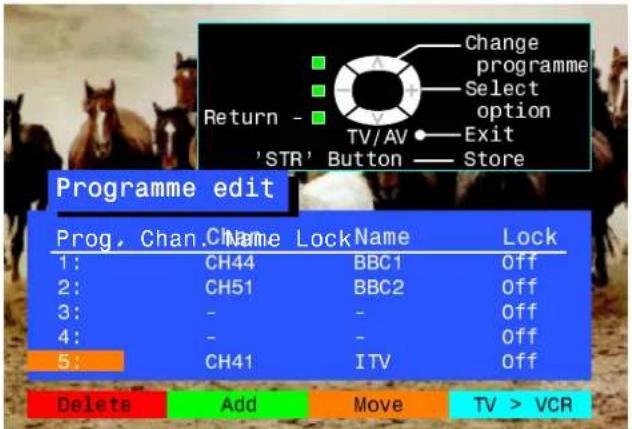 PANASONIC TX-28PK3 - To move a programme to another position - 7