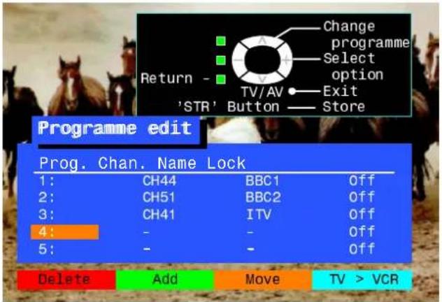 PANASONIC TX-28PK3 - To add a programme position - 6