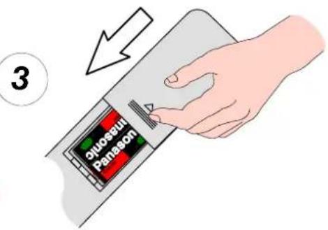 PANASONIC TX-28PK3 - INSERTING THE REMOTE CONTROL BATTERIES - 3