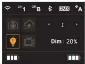 CH 1 GR B DMX *A Dim: 20%