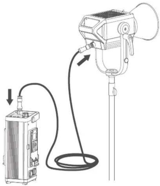 GODOX M200D - コントローラとライト本体の接続 - 1