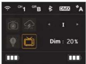 CH 1 GR B DMX *A I Dim : 20%