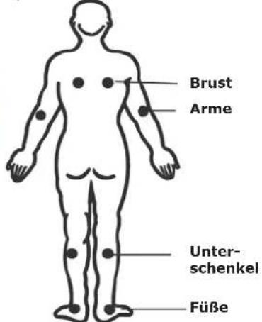 Brust Arme Unter- schenkel Füße