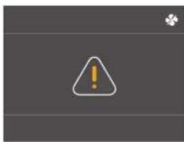 Warning symbol with exclamation mark inside a triangle, accompanied by a small cross symbol on the right.