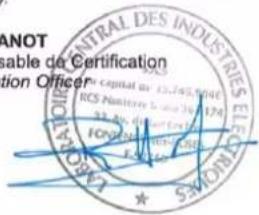 ANOT sable de Certification tion Officer CENTRAL DES INDUSTRIES ELE RCS Numéro de la S.A. 124 32.85 du service FON 2016 RCS 2016 SOMON