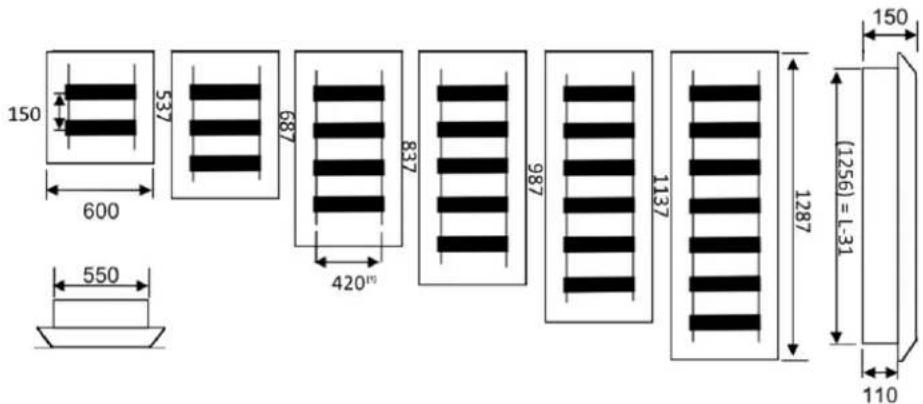 150 600 550 537 687 420(1) 837 987 1137 1287 1256 = L-31 110 150