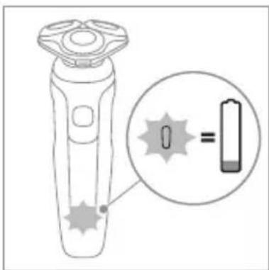 Diagram showing a digital brush with star-shaped tip and magnified view of battery symbol indicating charge.