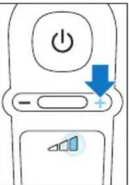 Diagram of a remote control panel with power button, navigation buttons, and playback indicator