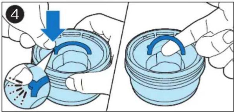 Diagram illustrating a mechanical process with labeled step 4 showing a tool interacting with a component, before and after assembly.
