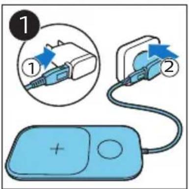 Diagram showing two connected electrical plugs with labeled parts and a plus button, illustrating electrical connection or charging.