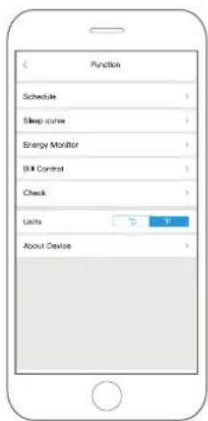 Function Schedule Sleep curve Energy Monitor Bill Control Check Units About Device