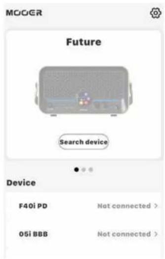 MOOER Future Search device Device F40i PD Not connected > 05i BBB Not connected >