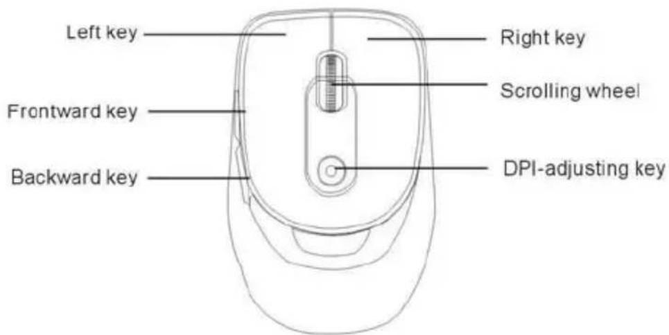 Left key Frontward key Backward key Right key Scrolling wheel DPI-adjusting key