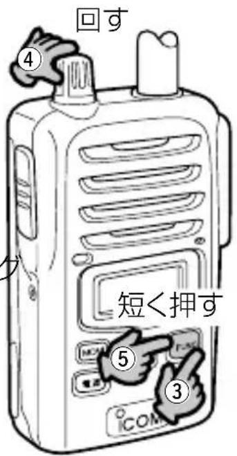 回す ④ 少 短く押す ⑤ ③