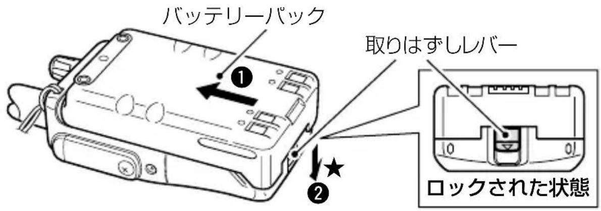 バッテリーパック 取りはずしレバー ロックされた状態