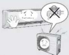Illustration showing a sad face and a warning sign with crossed-out symbols, suggesting a workplace or safety hazard.