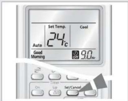 Set Temp. Cool 24°C Auto Good Morning Off 9.0 On Up Set/Cancel