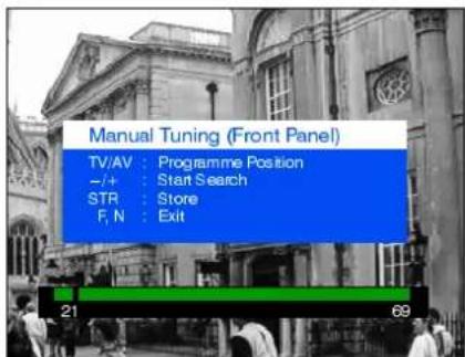 PANASONIC TX-14S3TL - Manual Tuning (front panel of the television) - 7