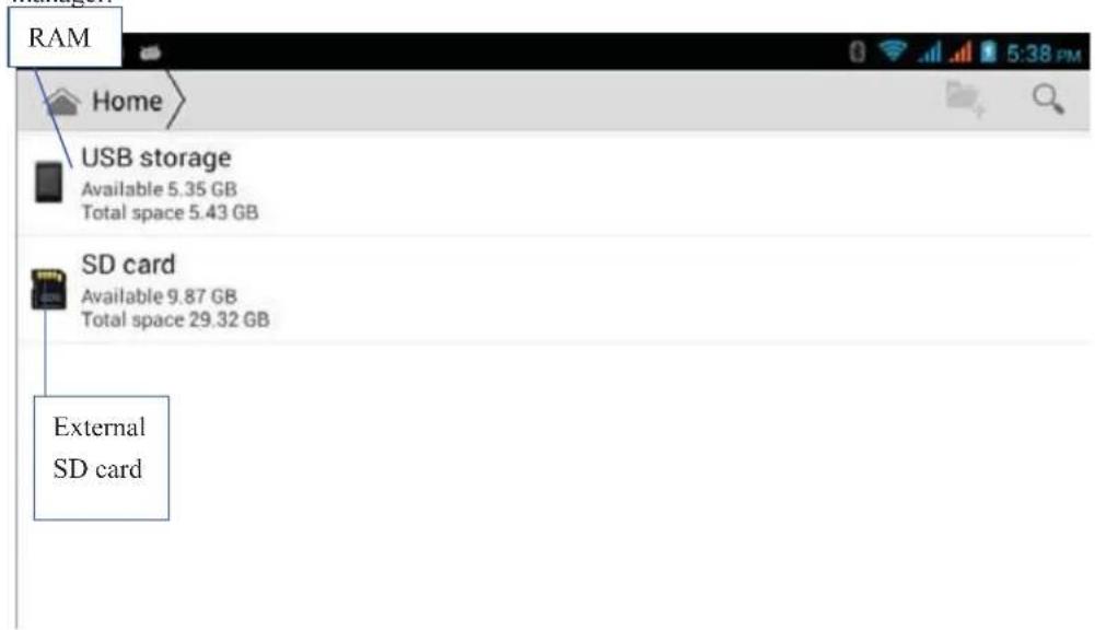 RAM Home USB storage Available 5.35 GB Total space 5.43 GB SD card Available 9.87 GB Total space 29.32 GB External SD card