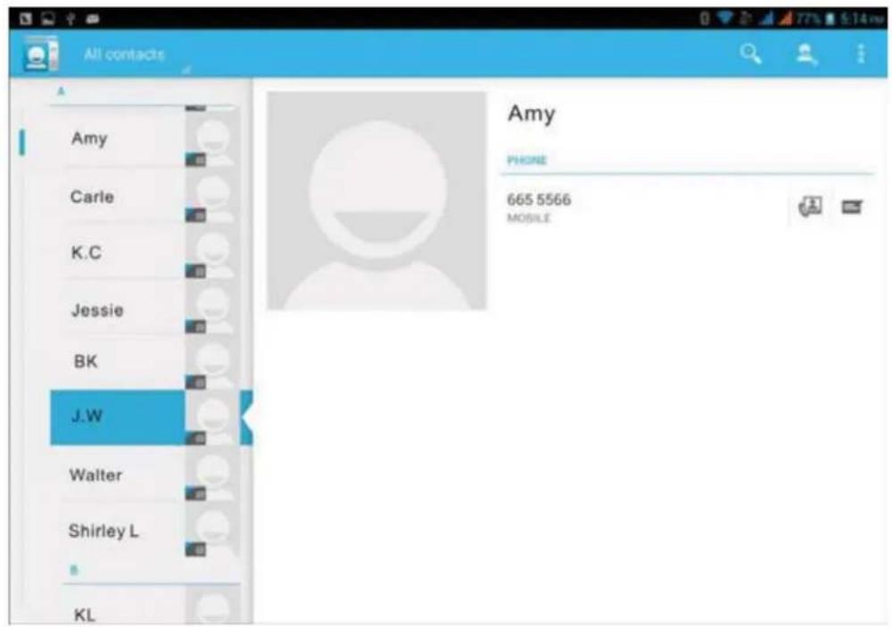All contacts Amy Carle K.C Jessie BK J.W Walter Shirley L KL Amy PHONE 665 5566 MOBILE
