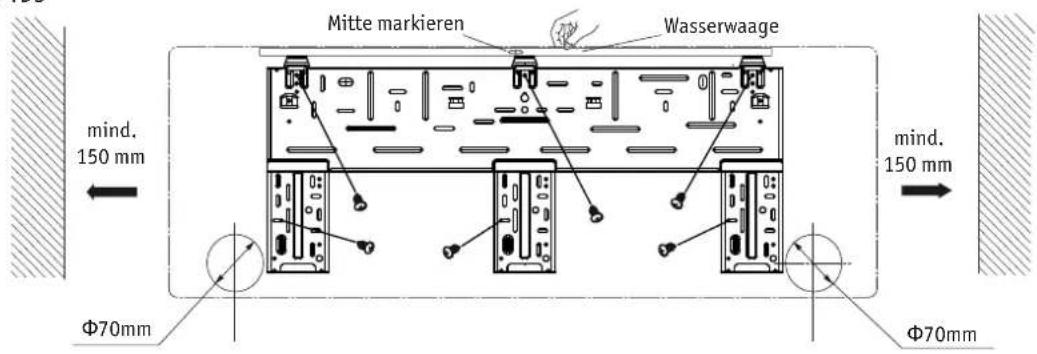 Mitte markieren Wasserwaage mind. 150 mm mind. 150 mm Φ70mm Φ70mm