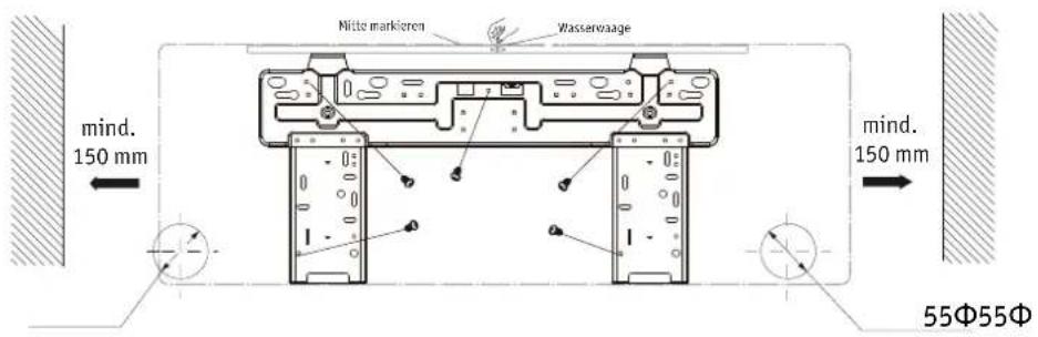 nitte markieren Wasserwaage mind. 150 mm mind. 150 mm 55Φ55Φ