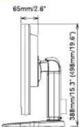 65mm/2.6" 388mm/15.3" (498mm/19.6")