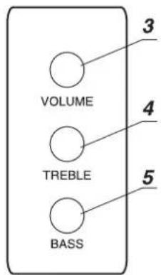 VOLUME TREBLE BASS 3 4 5