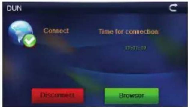 DUN Connect Time for connection 10:00:00 Disconnect Browser