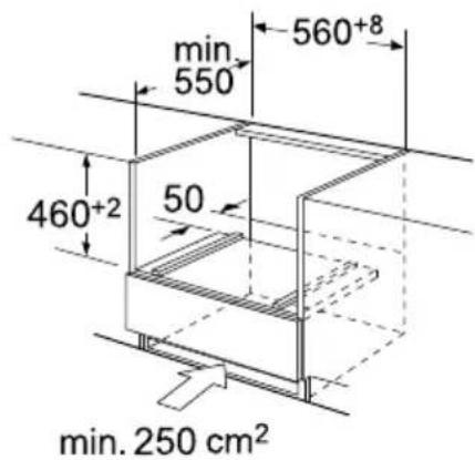 min. 550 560+8 460+2 50 min. 250 cm²