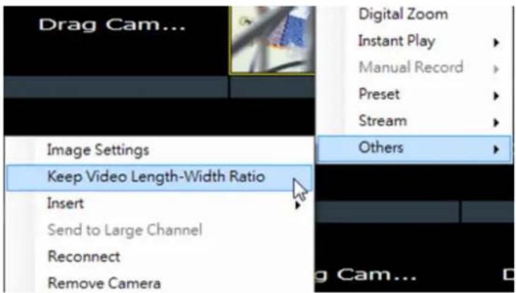 Drag Cam... Image Settings Keep Video Length-Width Ratio Insert Send to Large Channel Reconnect Remove Camera Digital Zoom Instant Play Manual Record Preset Stream Others