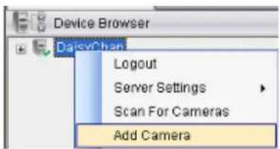 Device Browser DaiyChart Logout Server Settings Scan For Cameras Add Camera