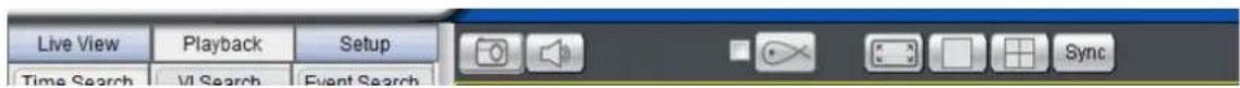Live View Playback Setup Time Search VI Search Event Search Sync