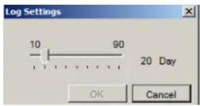Log Settings 10 90 20 Day OK Cancel