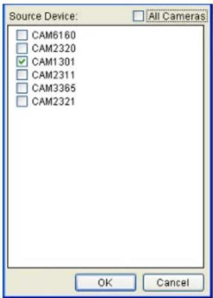 Source Device: All Cameras CAM6160 CAM2320 CAM1301 CAM2311 CAM3365 CAM2321 OK Cancel