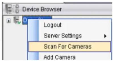 Device Browser Logout Server Settings Scan For Cameras Add Camera