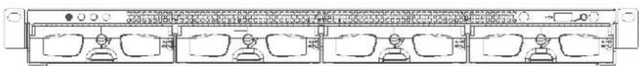 Diagram of a rack-mounted device with labeled components and status indicators