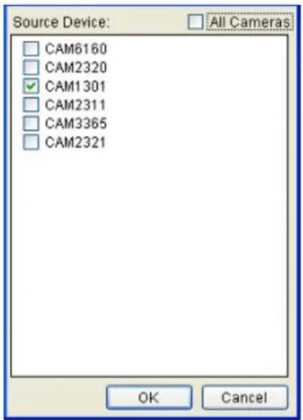 Source Device: All Cameras CAM6160 CAM2320 CAM1301 CAM2311 CAM3365 CAM2321 OK Cancel