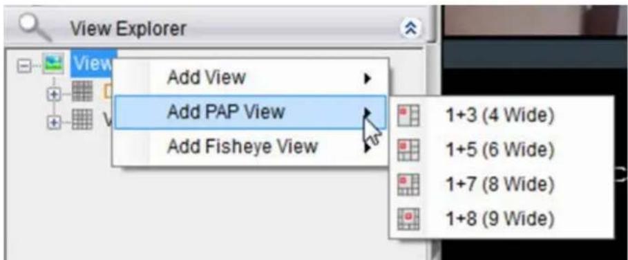 View Explorer Add View Add PAP View Add Fisheye View 1+3 (4 Wide) 1+5 (6 Wide) 1+7 (8 Wide) 1+8 (9 Wide)